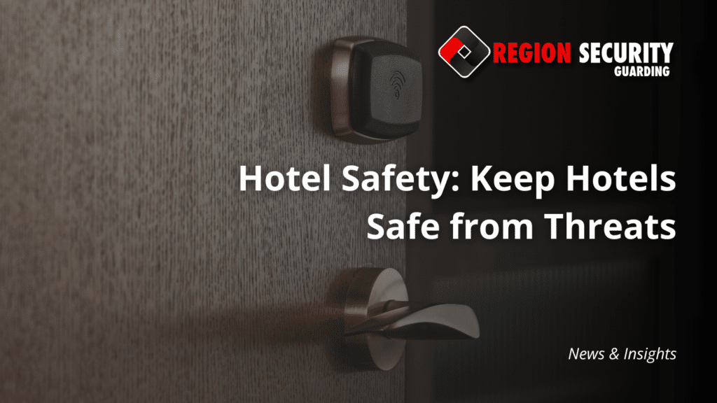 An image of a hotel key card lock, overlaid with text that reads "Hotel Safety: Keep Hotels Safe from Threats"