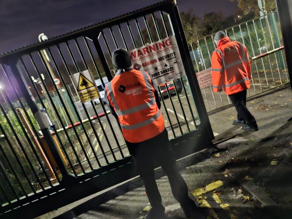 Manned Guarding security guards from Region Security Guarding patrolling the site