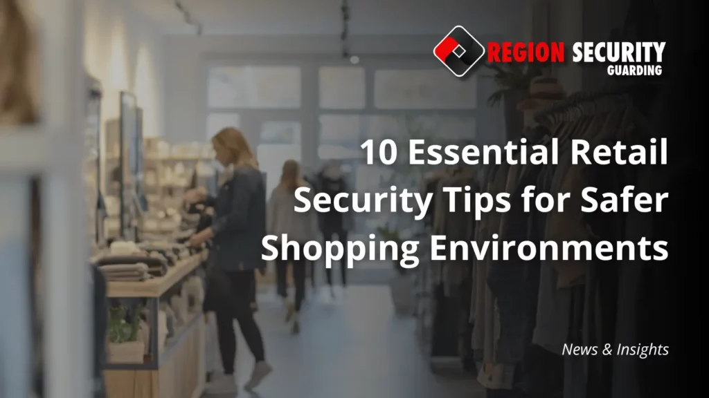 A woman shopping in a storefront with a text overlay that says "10 Essential Retail Security Tips for Safer Shopping Environments"