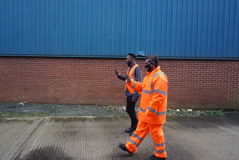 Two of our Darlington security officers patrolling a site