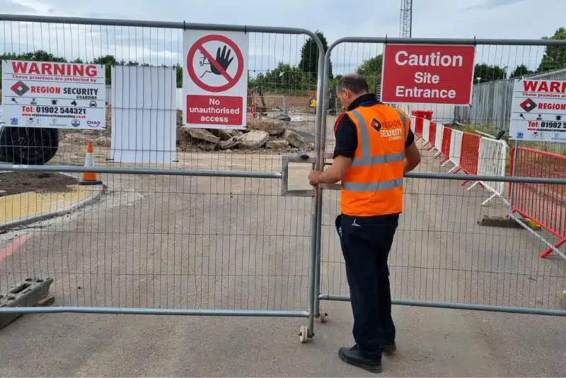 one of our construction security guards securing a site in Newcastle