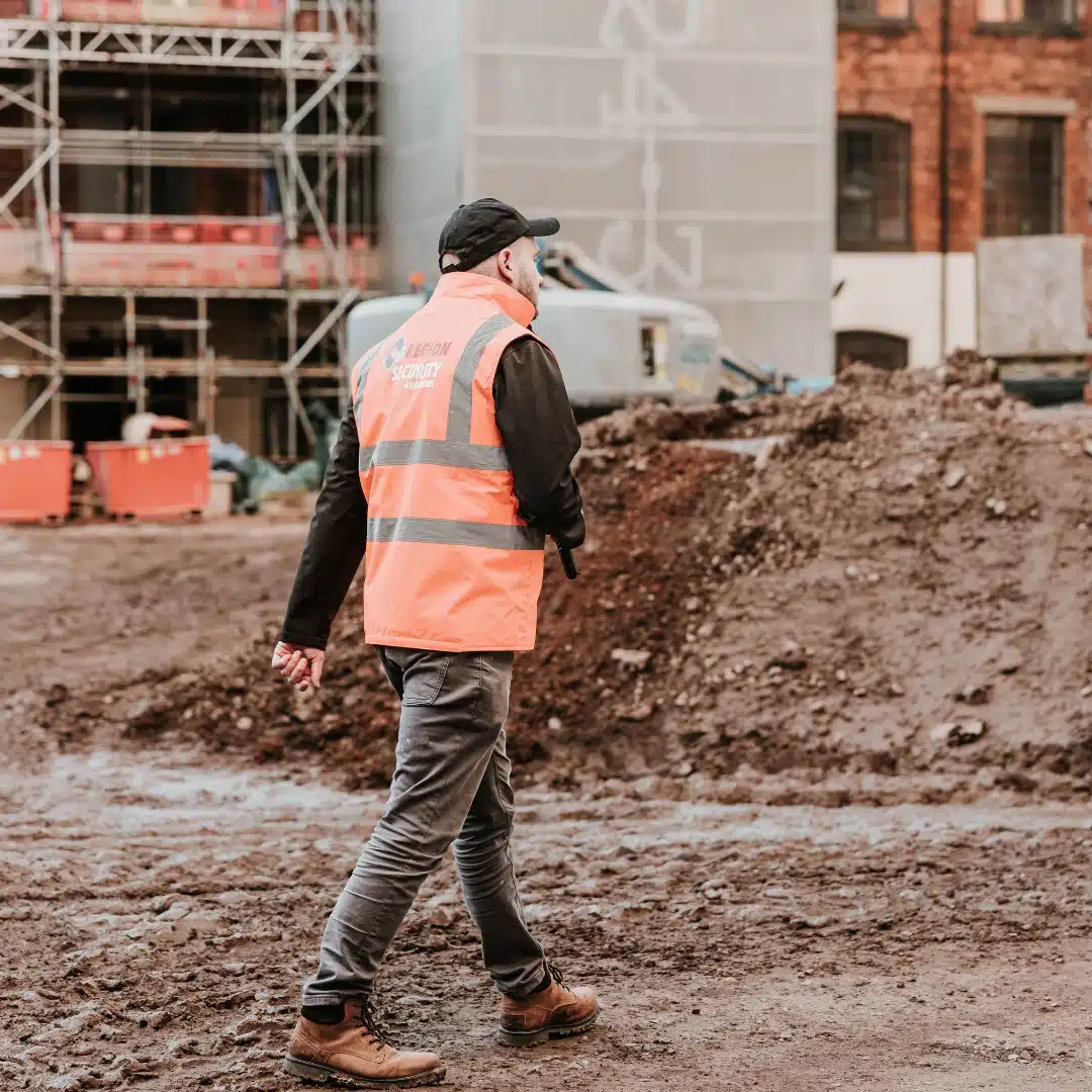 Our guard providing Chesterfield security services by patrolling a construction site