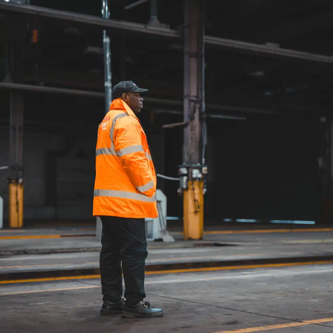 Our guard watching a industrial site for manned guarding services in Nottingham