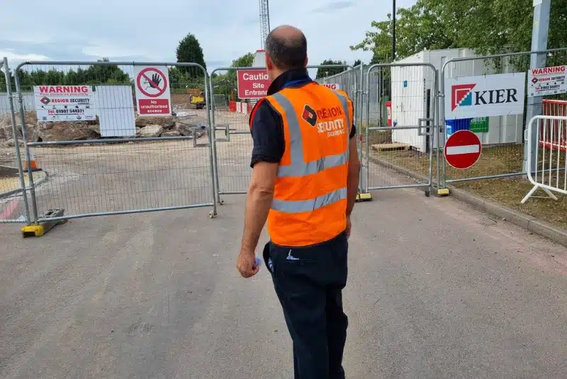 Security guard delivering construction security Leicester on a active site