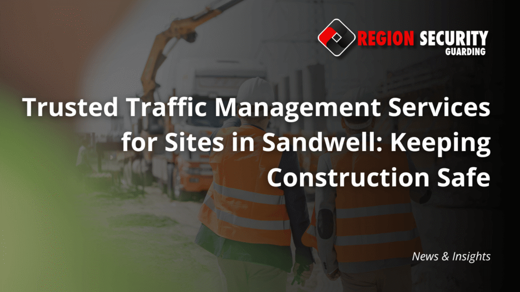 Trusted traffic management services for sites in Sandwell, showing two construction workers with a crane in the background, highlighting safety on construction sites