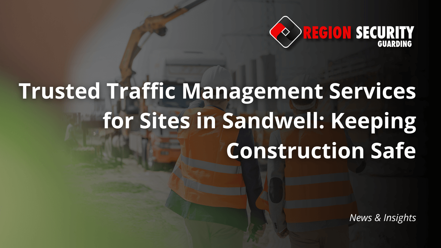 Trusted traffic management services for sites in Sandwell, showing two construction workers with a crane in the background, highlighting safety on construction sites