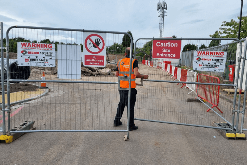 one of our team providing manned guarding Derby on a construction site
