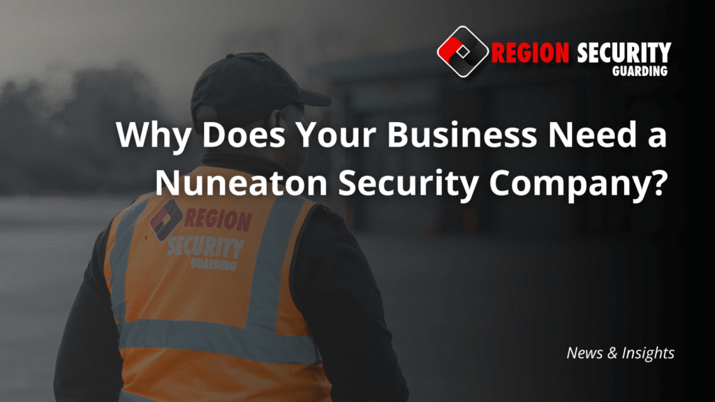 A security guard in a high-visibility vest stands at an industrial premises, representing our Nuneaton security company