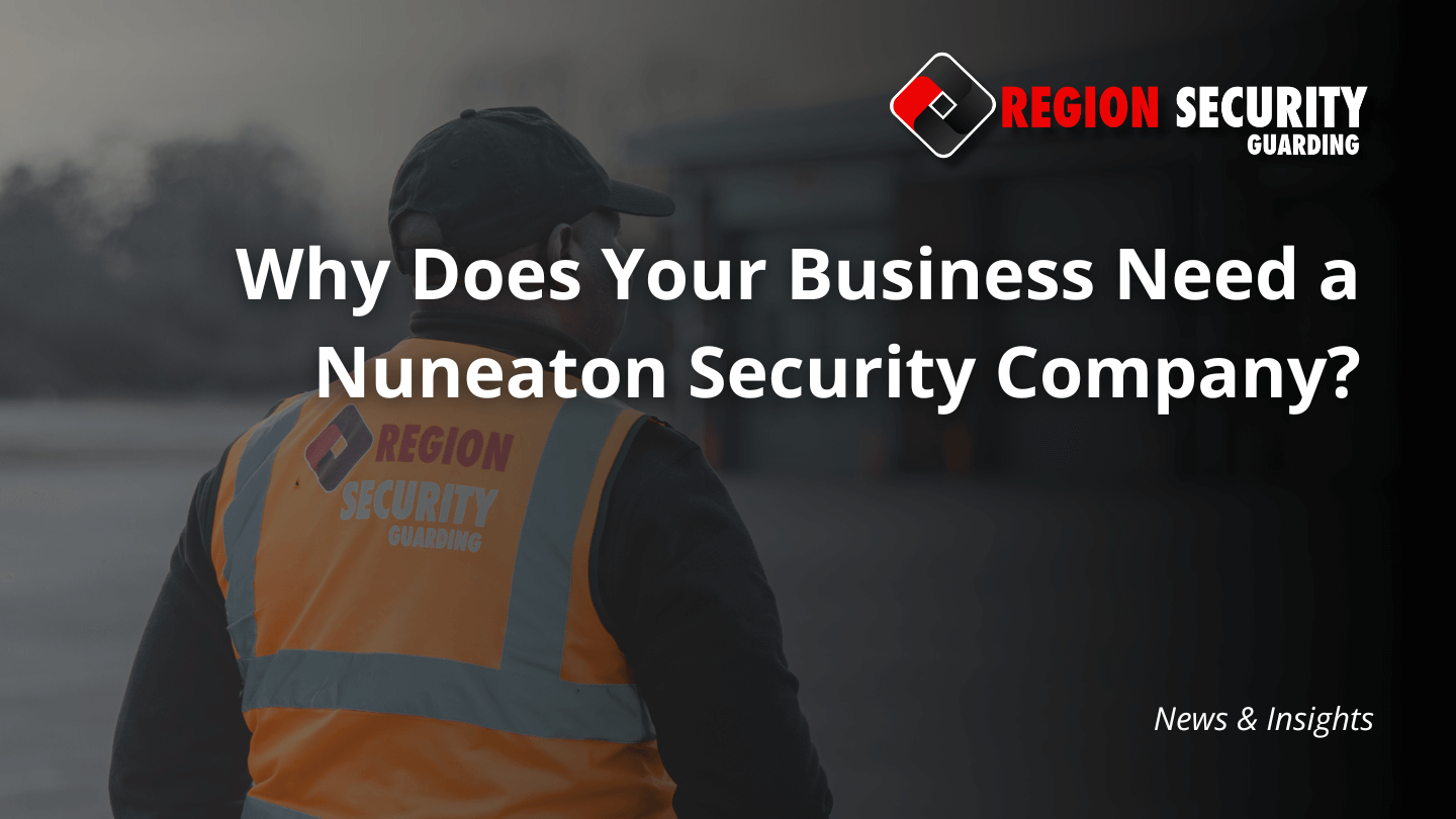 A security guard in a high-visibility vest stands at an industrial premises, representing our Nuneaton security company