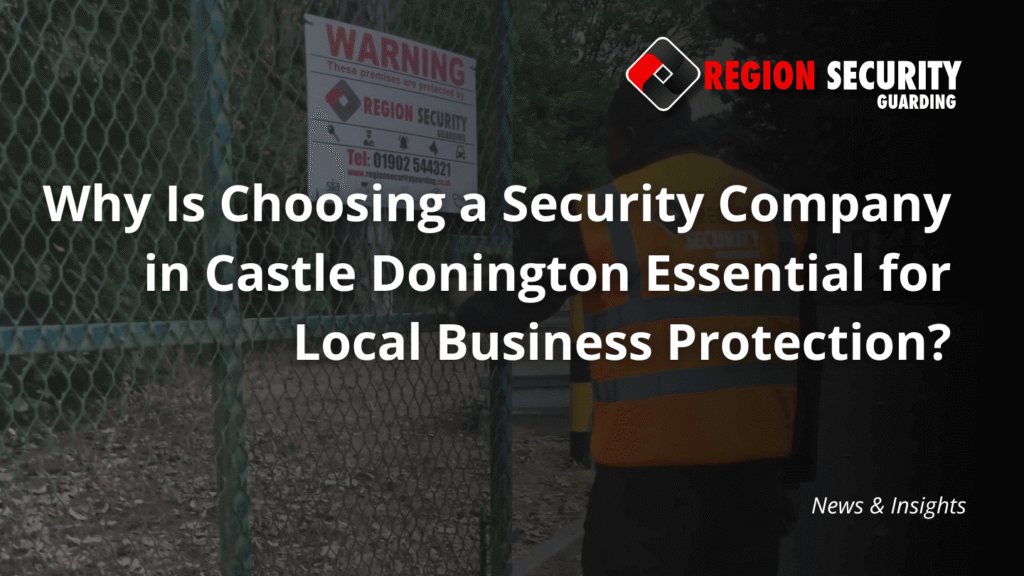 An officer from Region Security Guarding, a security company in Castle Donington, is shown ensuring a site gate is secured