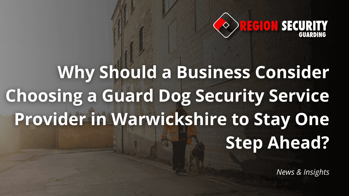 Our guard dog security service provider in Warwickshire, with a professional handler and trained dog on patrol