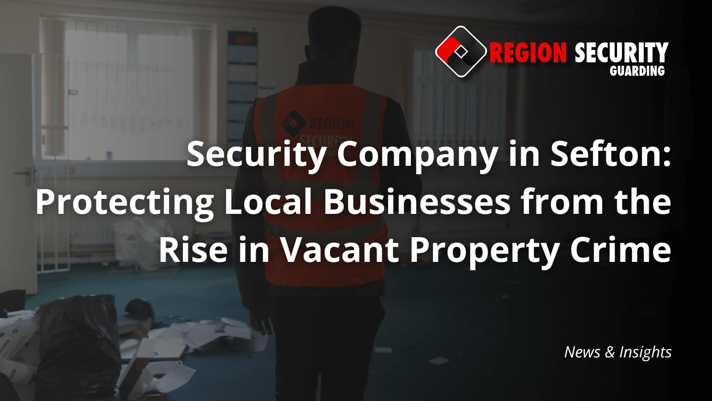 A guard from a security company in Sefton is on patrol inside a commercial property to prevent trespassing and vandalism