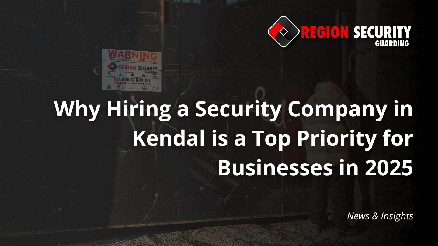 A professional from a security company in Kendal is shown on-site, providing a security presence behind a large metal gate.