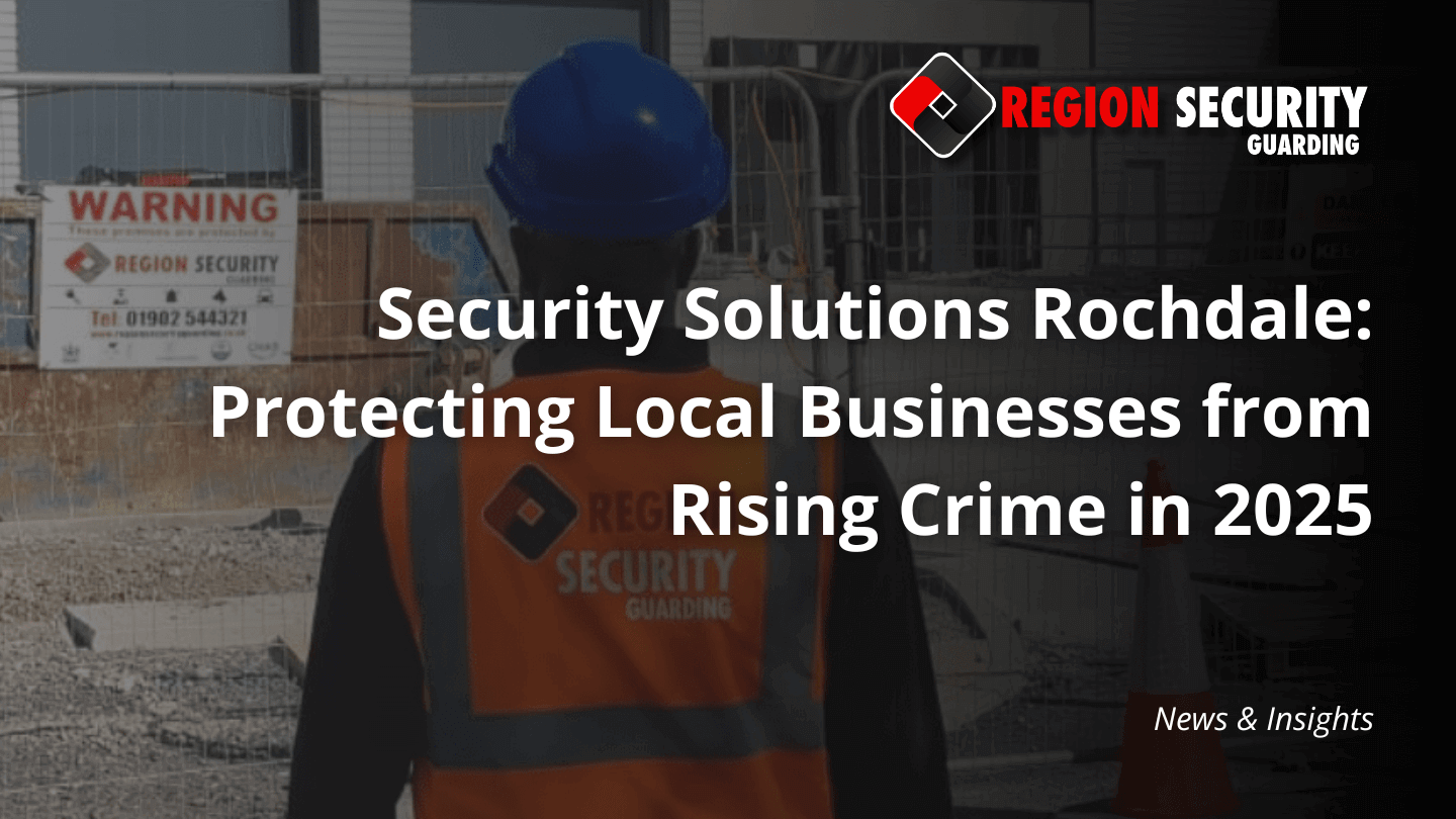 A security guard stands watch on a construction site, actively observing his surroundings as part of a security solutions Rochdale strategy