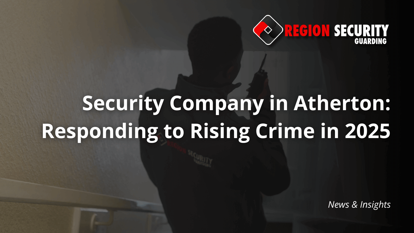An expert from a security company in Atherton is shown on duty in a building, prepared to respond to a security issue.