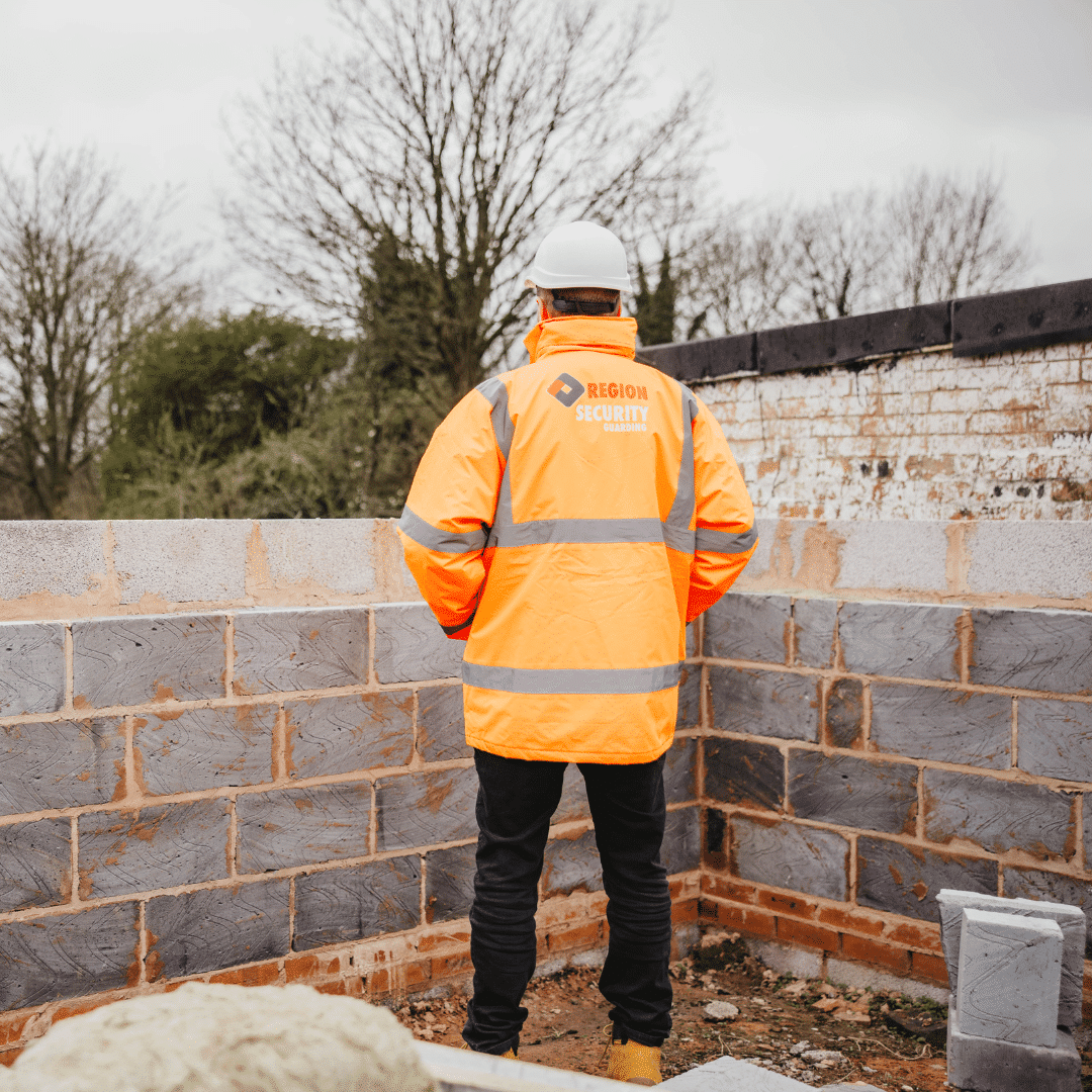 A static guard from region security guarding on-duty in construction site