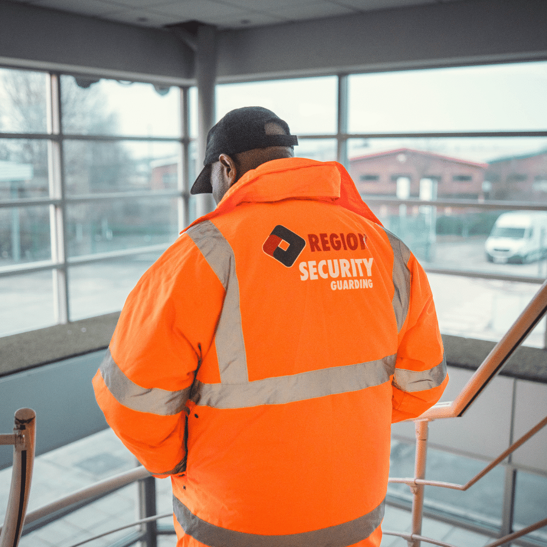 Uniformed security guard from region security guarding on duty.