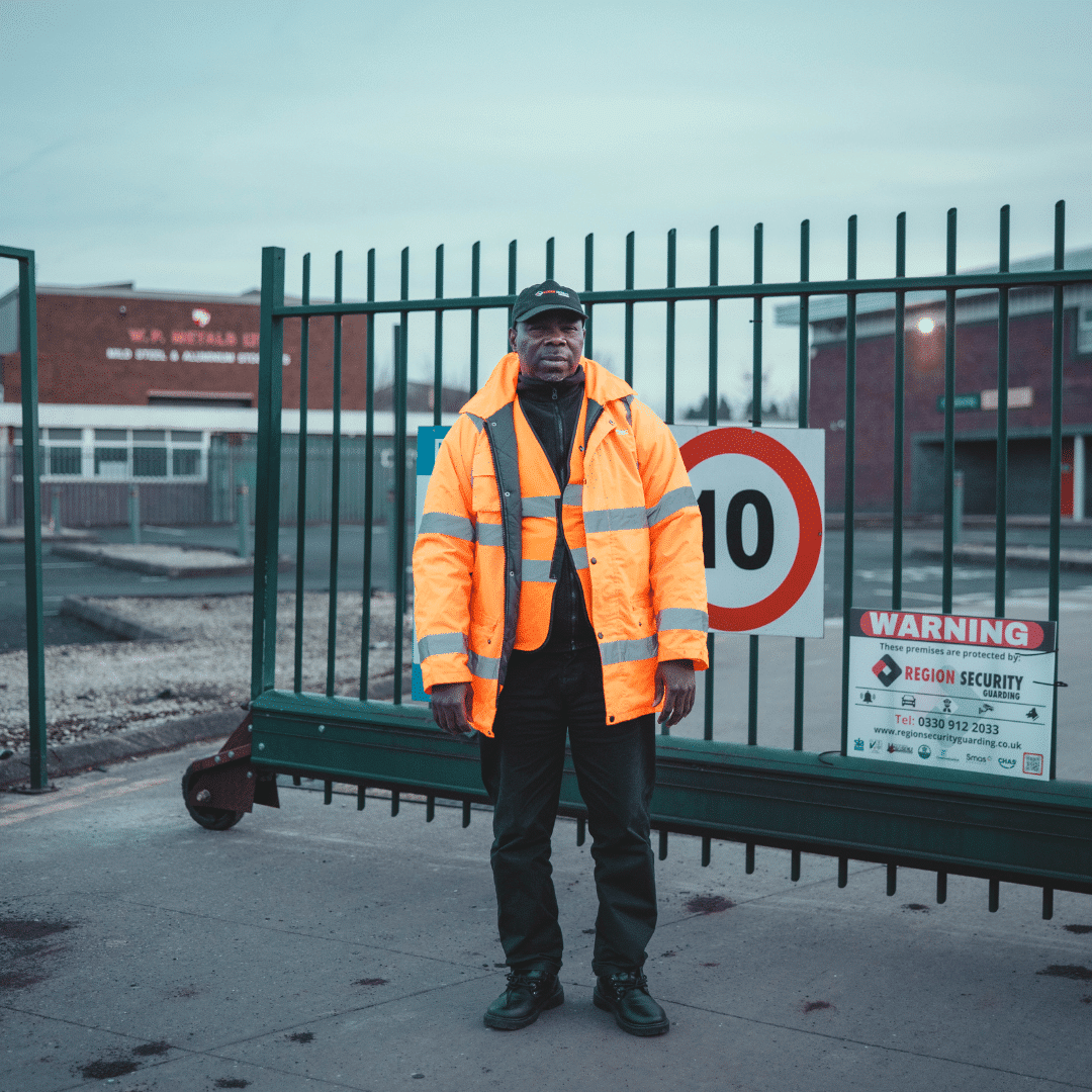 A static guard from region security guarding on-duty