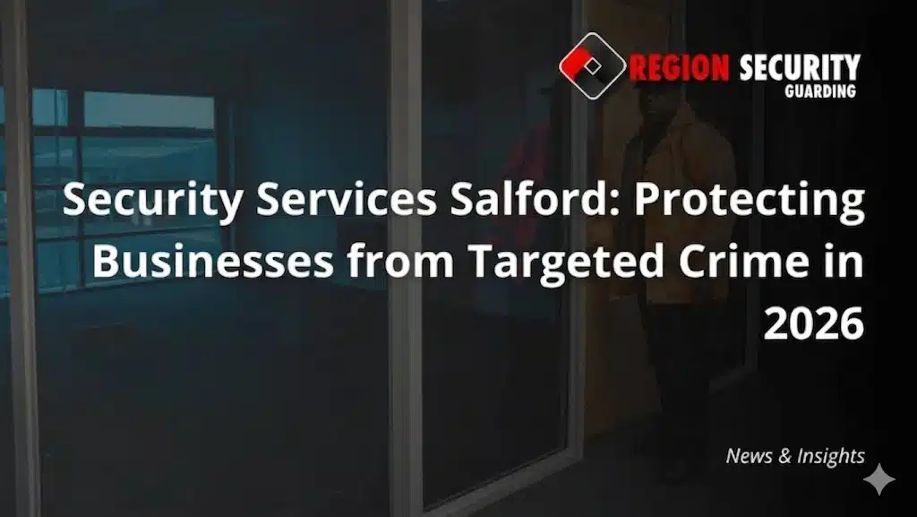 Security guard protecting commercial property in Salford with professional Security Services Salford for business crime prevention in 2026