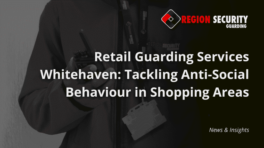 A close-up of a security guard, highlighting the detail and professionalism of Retail guarding services Whitehaven.