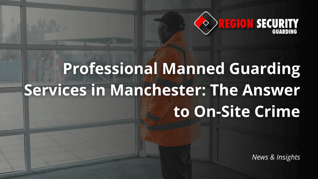 A security guard performing professional manned guarding services in Manchester by standing watch and observing his surroundings.