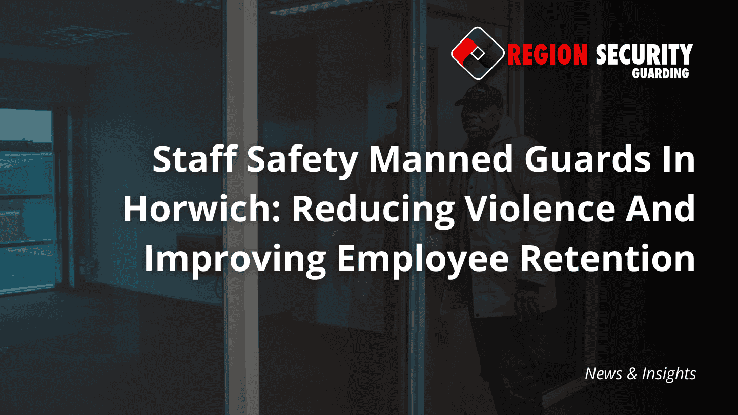 A security officer at a workplace entrance, providing a visible presence for staff safety manned guards in Horwich.
