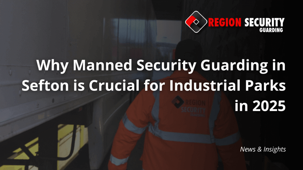 A security officer on patrol, representing expert manned security guarding in Sefton for industrial sites and businesses.