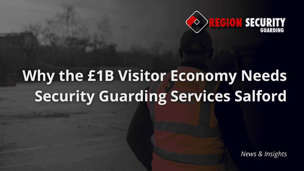 An on-site security officer standing guard in an outdoor area, symbolising the need for robust security guarding services Salford.