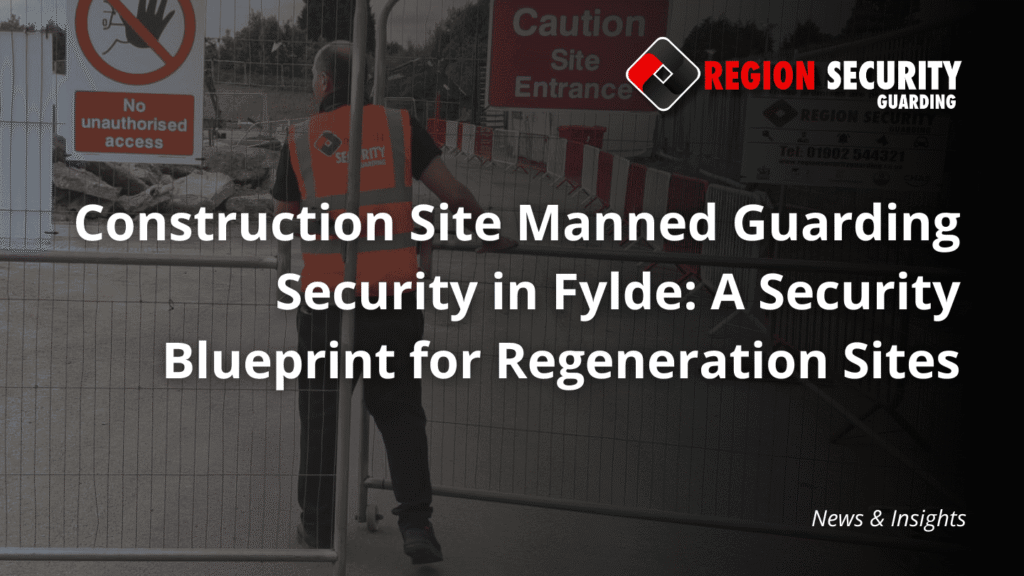 This image shows a professional guard managing access at a building site, illustrating construction site manned guarding security in Fylde.