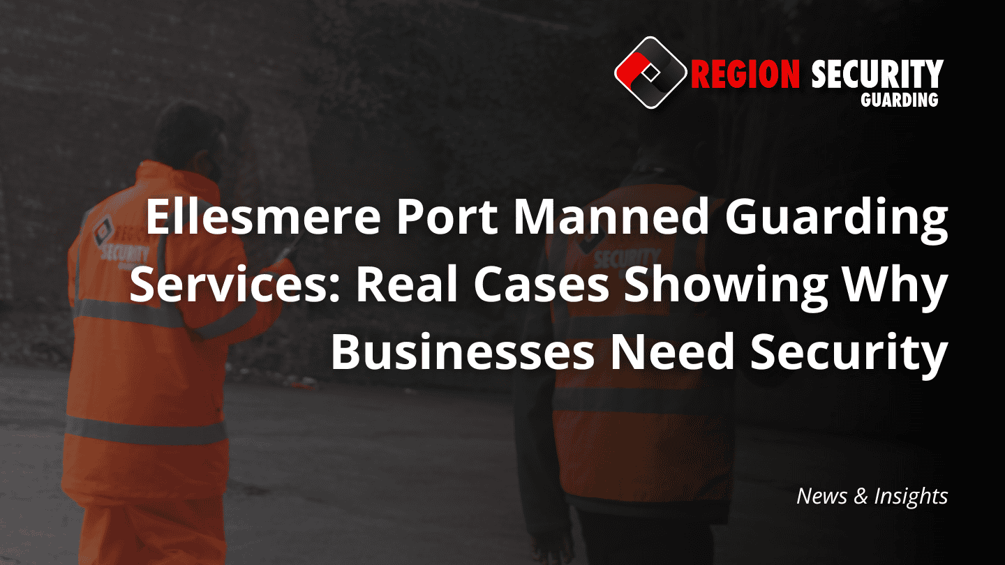 Two professional security guards on patrol, demonstrating Ellesmere Port manned guarding services at an industrial or commercial site.