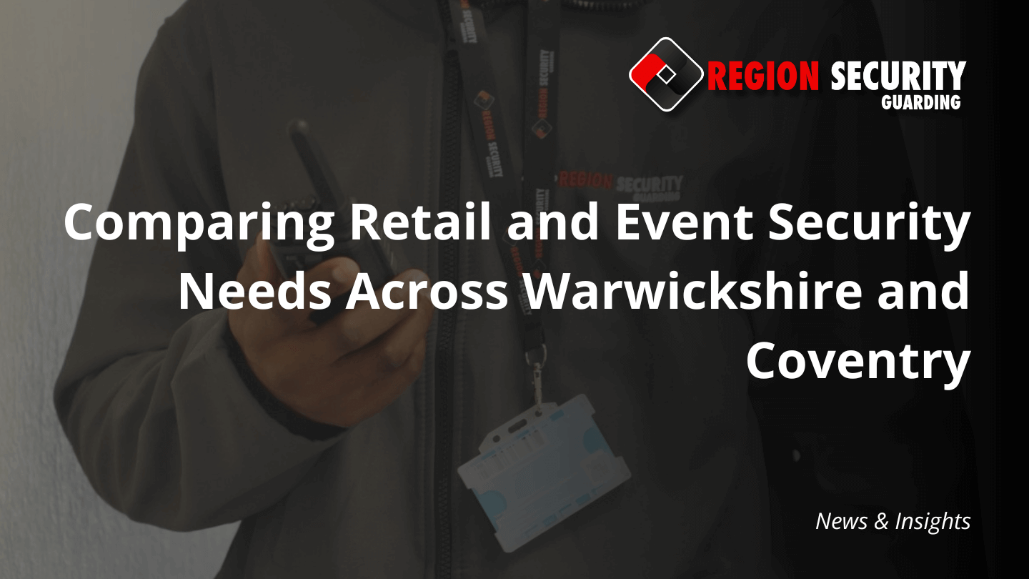 A close-up of a security guard holding a radio and ID badge, symbolising best security solutions for local businesses in Coventry.