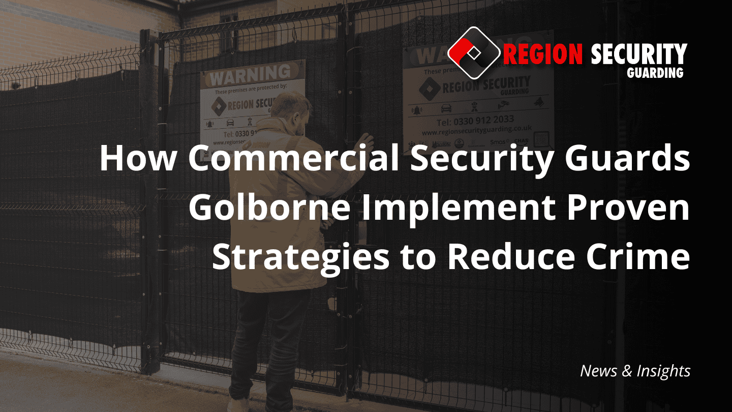 A guard on duty in a reflective jacket is operating a gate at a business premises, representing commercial security guards Golborne.