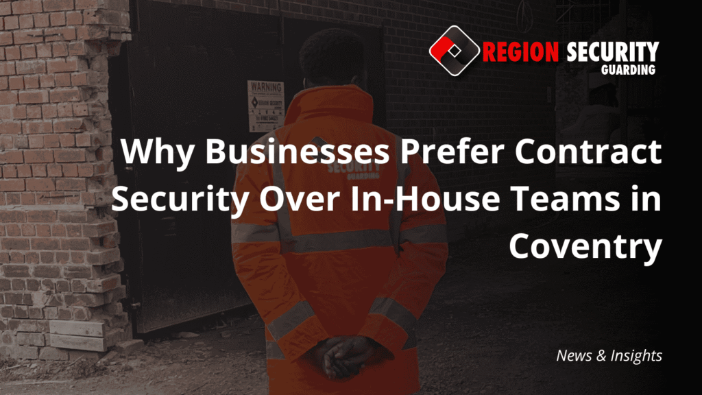 A professional security guard providing a dedicated, proactive presence at a perimeter, illustrating the advantages of contract security in Coventry.