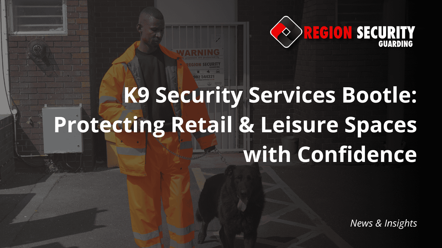 A trained dog and handler on a patrol, representing the effectiveness of K9 security services Bootle.