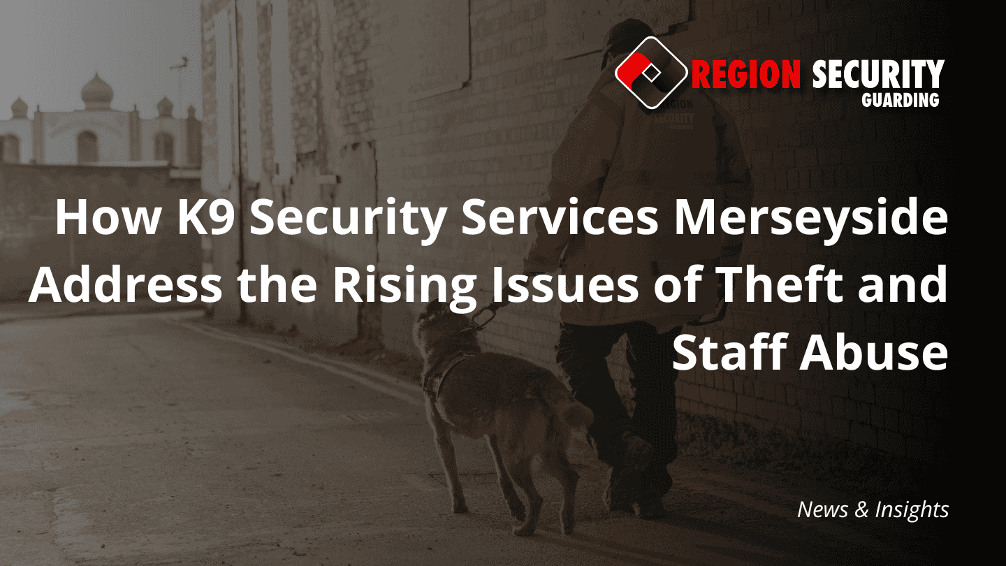 A trained guard and patrol dog on duty, illustrating the effectiveness of K9 security services Merseyside for enhanced protection.