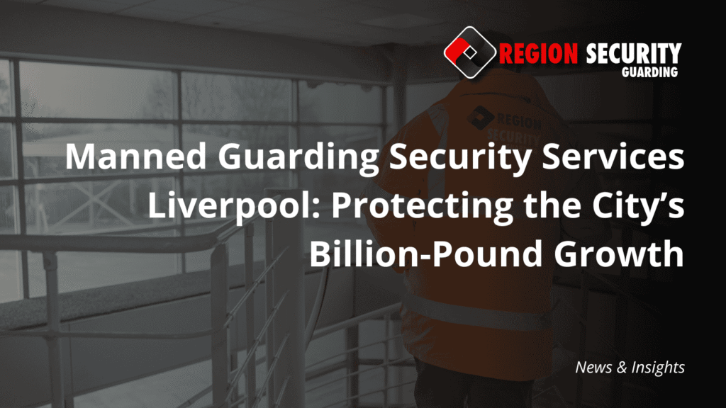 This image shows a professional security officer on an internal patrol route, illustrating dedicated manned guarding security services Liverpool.
