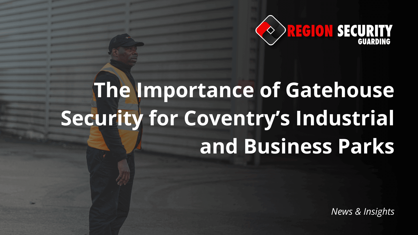A vigilant security professional is on duty at an industrial entrance, representing effective gatehouse security for Coventry.