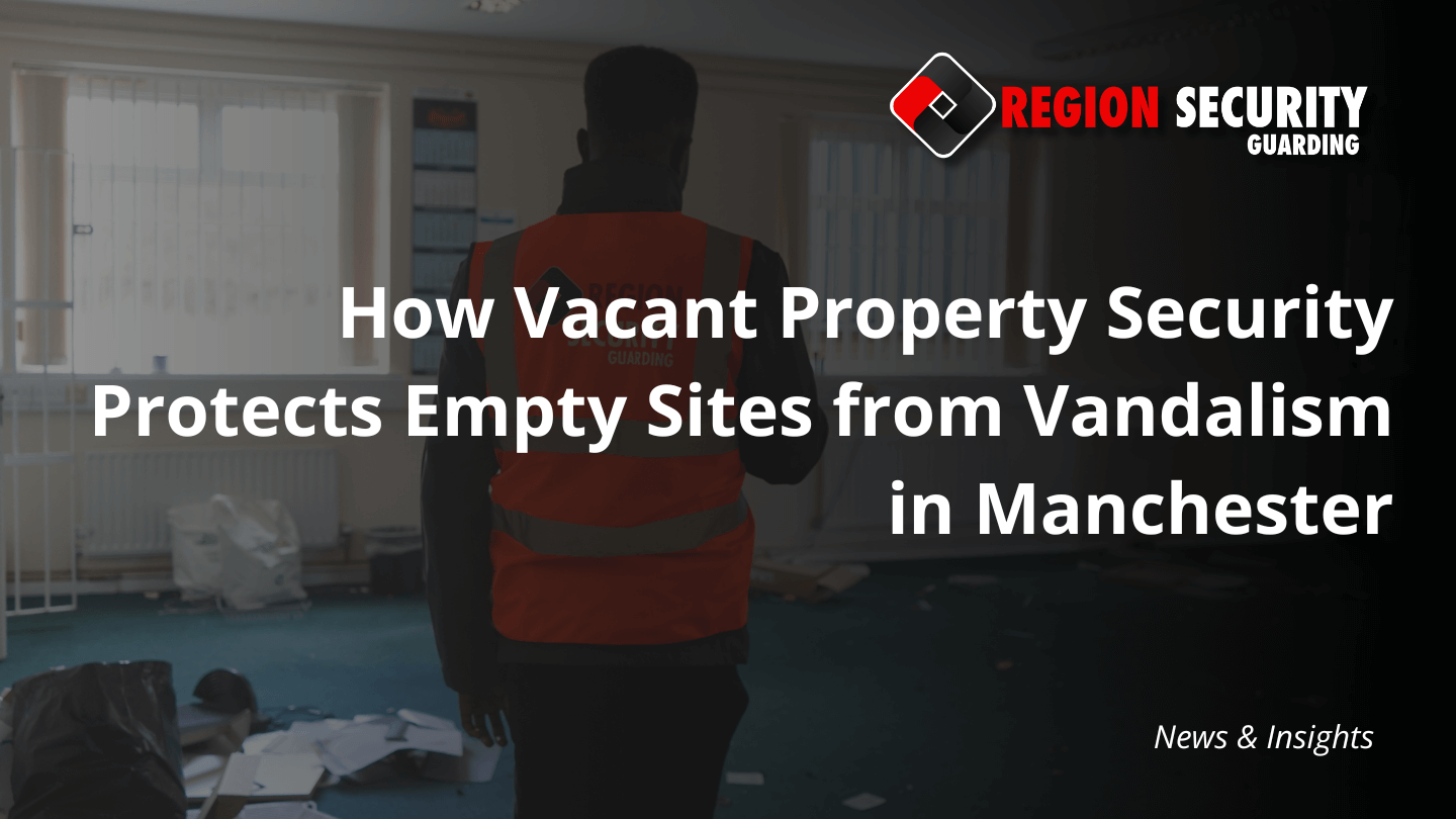 A security guard patrols a derelict room, demonstrating our dedicated security solutions for empty commercial buildings Manchester.