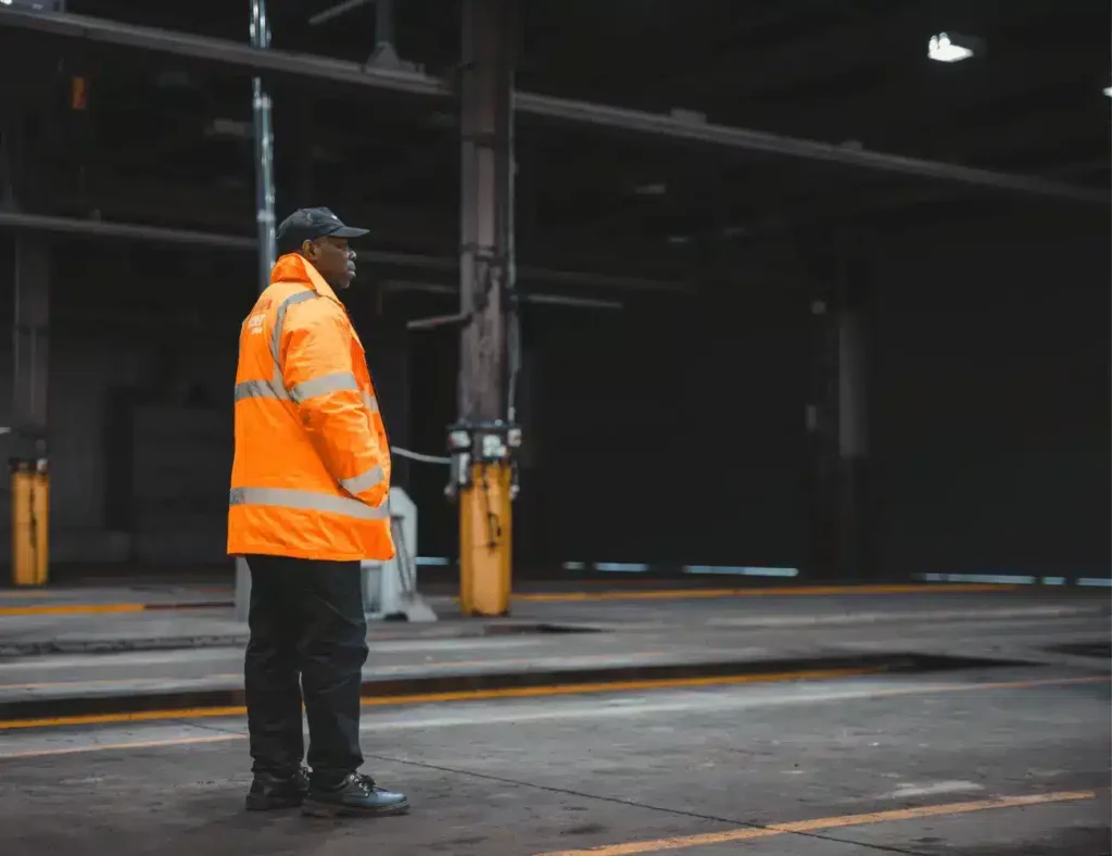 factory security officer protecting manufacturing facility